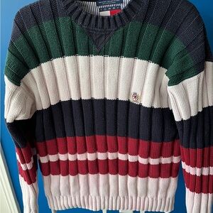 Tommy Hilfiger Green and Black Crewneck Sweater